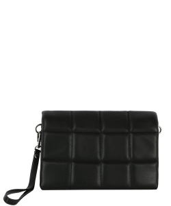 Quilted Fashion Faux Clutch Crossbody Bag JY-0460  BLACK